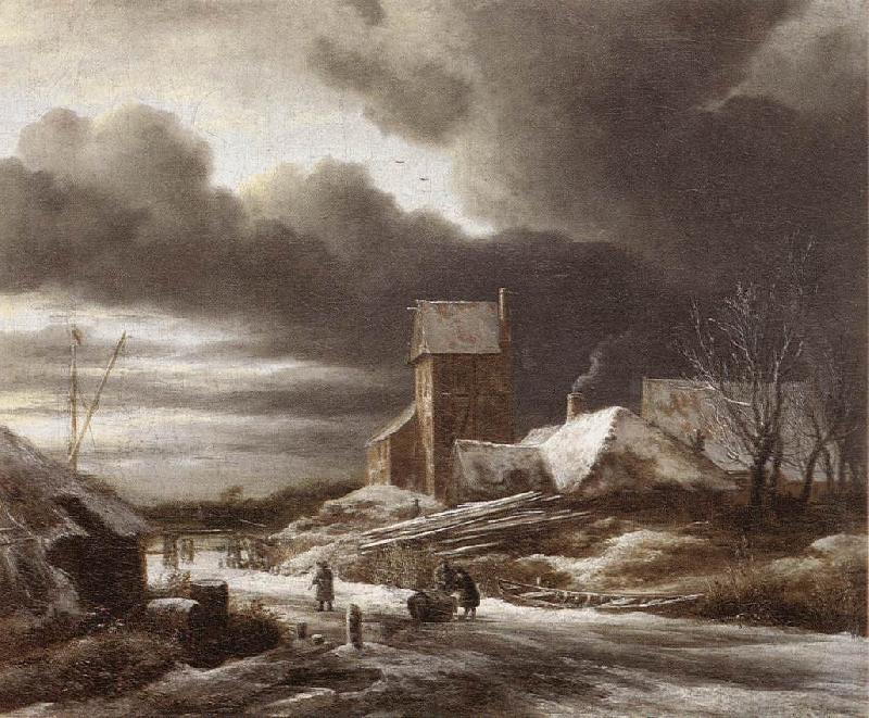 RUISDAEL, Jacob Isaackszon van Winter Landscape af France oil painting art